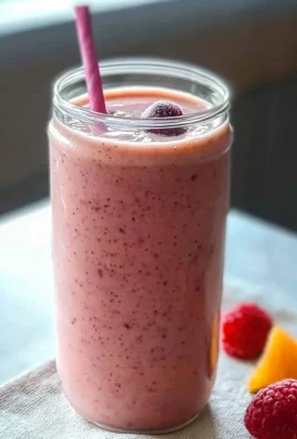 Two-ingredient frozen fruit smoothie in a glass with fruit around it.