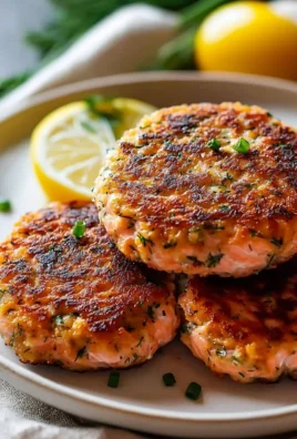 Golden brown salmon patties made with canned salmon on a plate.