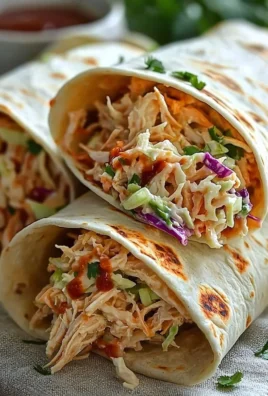 BBQ chicken wraps with coleslaw in a tortilla, ready to eat