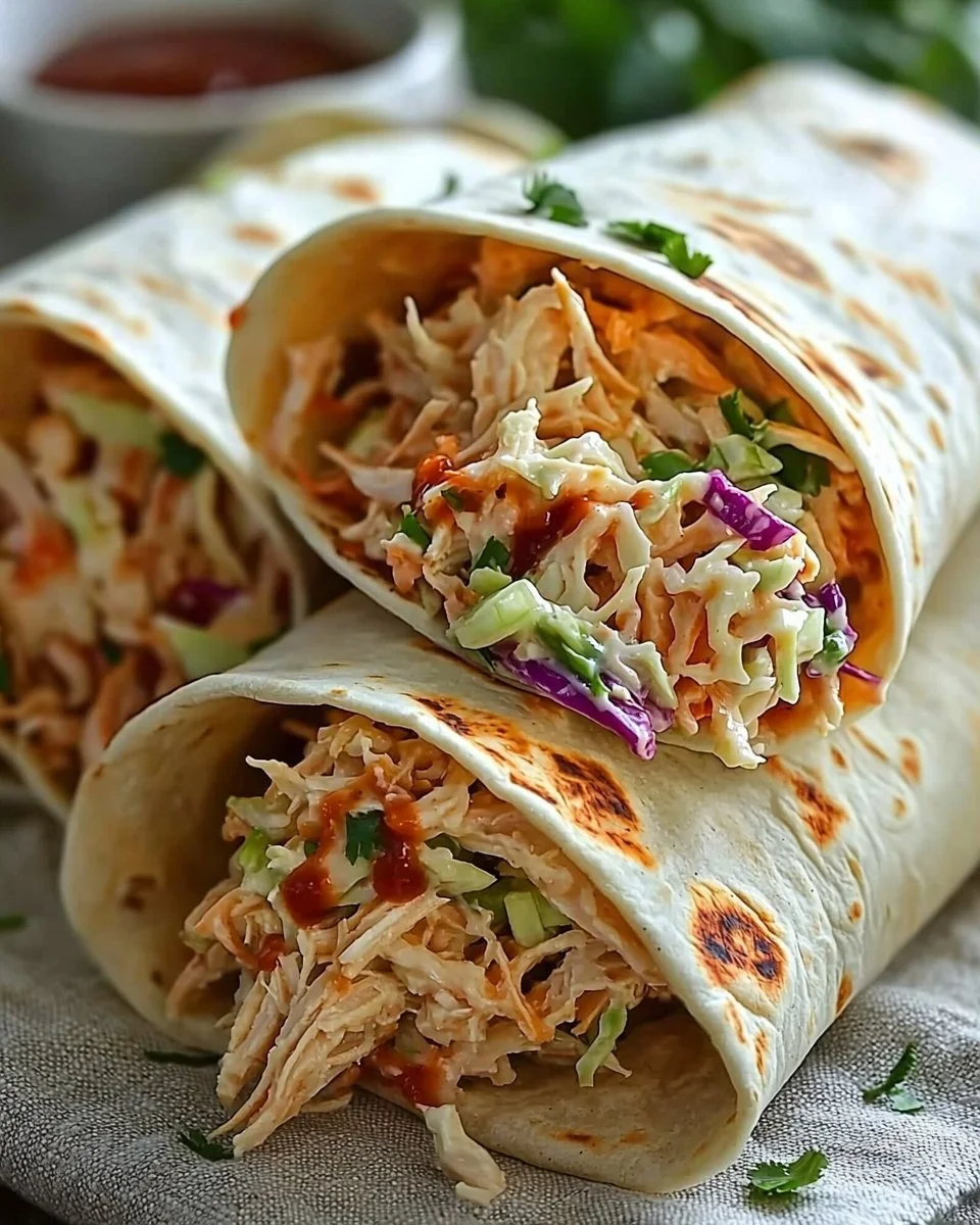 BBQ Chicken Coleslaw Wraps
