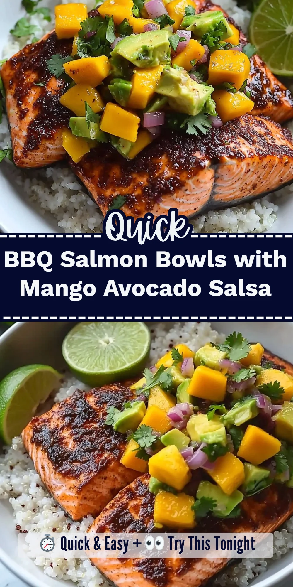 BBQ Salmon Bowls with Mango Avocado Salsa