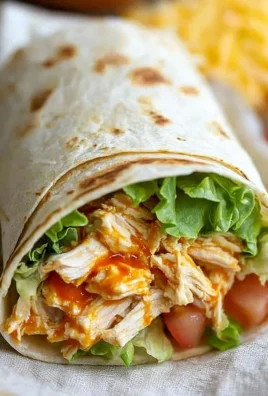 Buffalo Chicken Wraps with spicy chicken and fresh veggies wrapped in tortillas