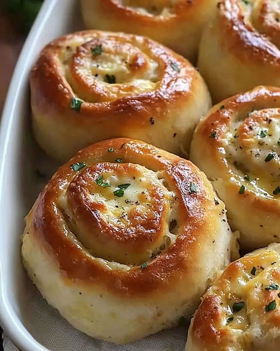 Golden cheesy garlic rolls fresh out of the oven, ready to be served.