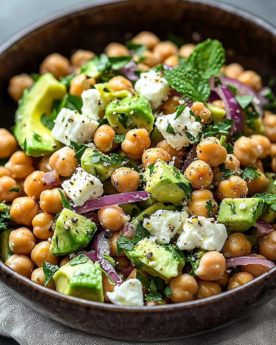 Chickpea Feta Avocado Salad