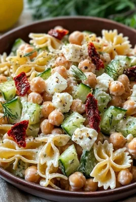 Colorful cold pasta salad with fresh vegetables and dressing