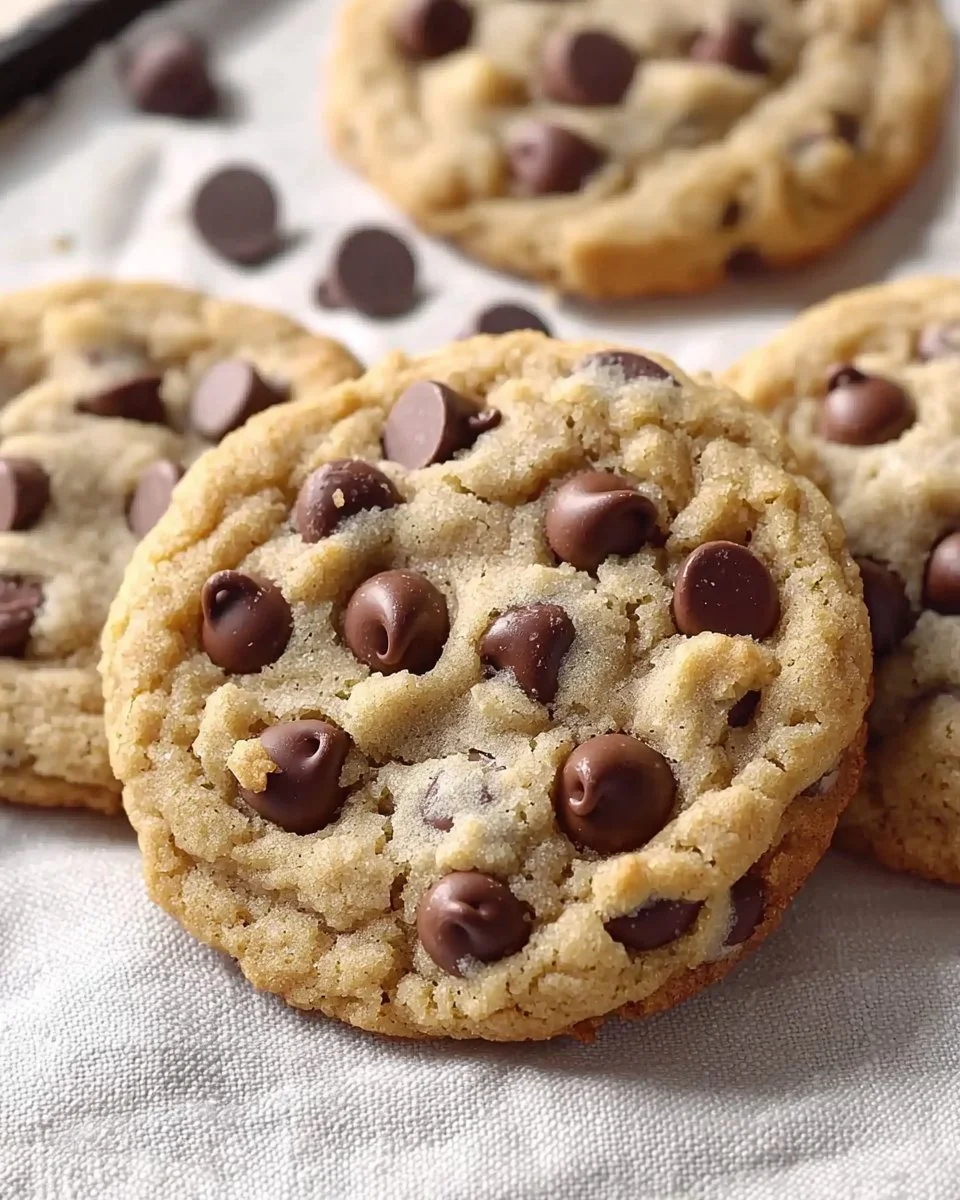 Crumbl chocolate chip cookies stacked on a plate, fresh from the oven.