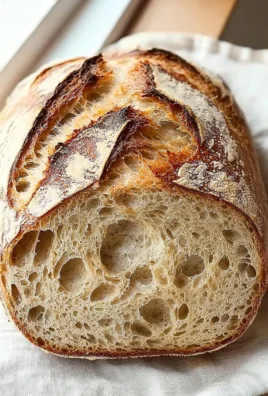 Loaf of baked delicious everyday sourdough bread on a wooden table