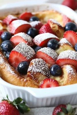 Delicious French Toast Casserole topped with syrup and berries
