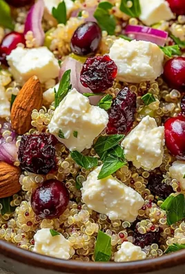 Homemade cranberry quinoa feta salad in a bowl with fresh ingredients.