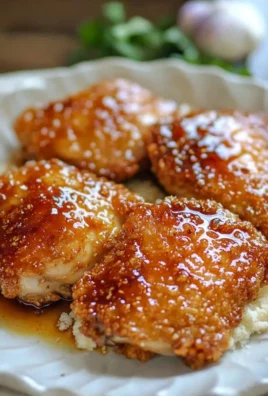Honey garlic crispy chicken served with garnishes on a plate