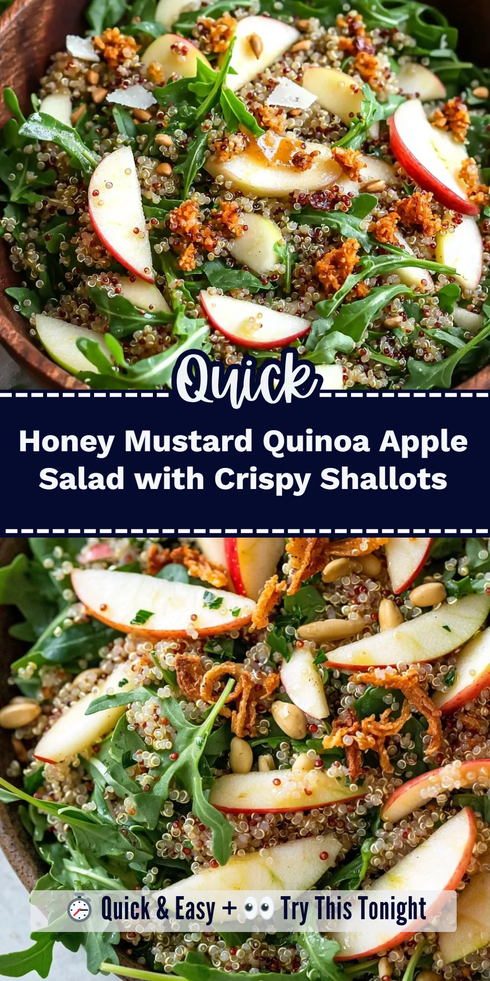 Honey Mustard Quinoa Apple Salad with Crispy Shallots