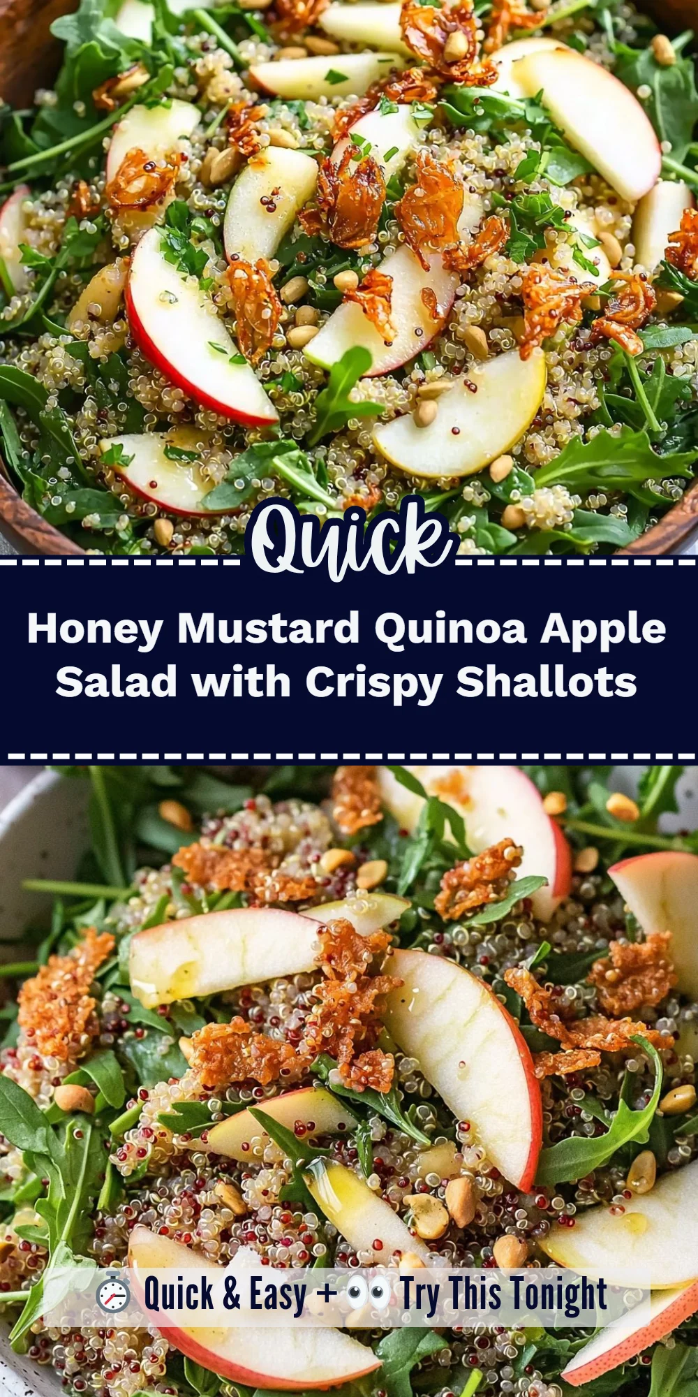 Honey Mustard Quinoa Apple Salad with Crispy Shallots