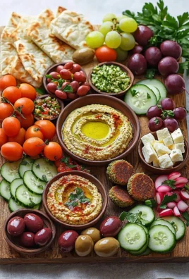 Colorful Mediterranean breakfast board with fresh fruits, cheeses, and breads