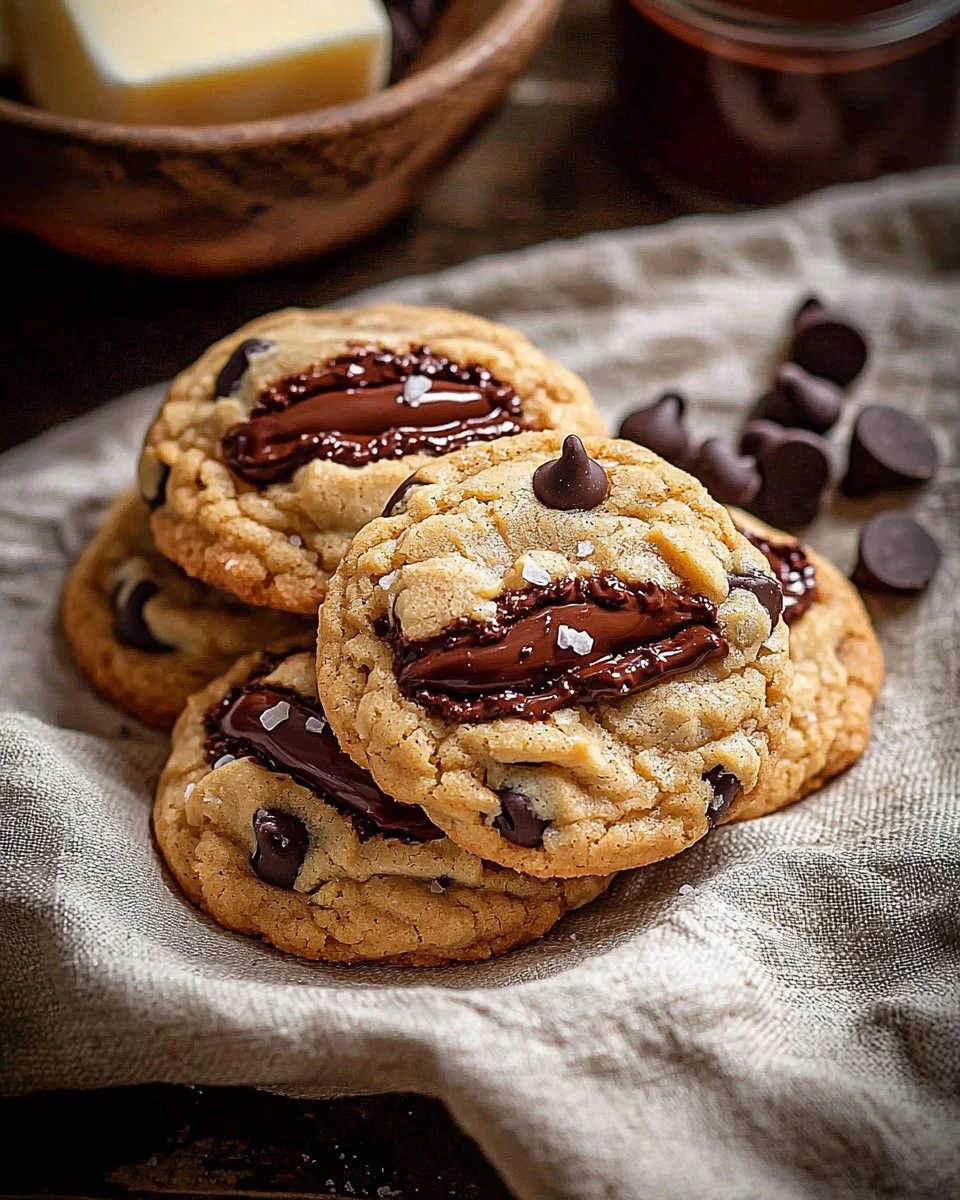 Nutella stuffed chocolate chip cookies fresh out of the oven