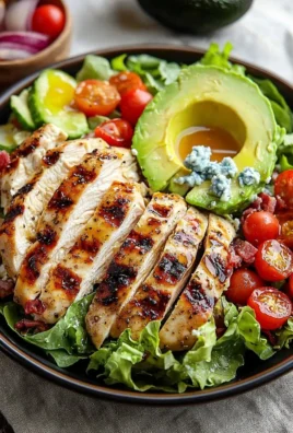 Paleo Grilled Chicken Cobb Salad with Honey Dijon Dressing and fresh ingredients