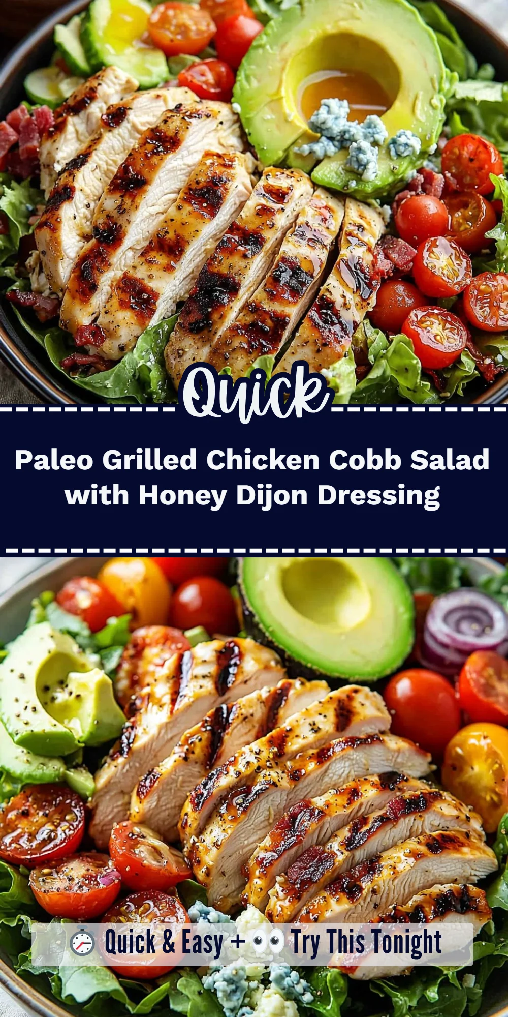 Paleo Grilled Chicken Cobb Salad with Honey Dijon Dressing