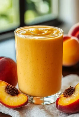 Delicious peach smoothie made with frozen peaches and fresh ingredients