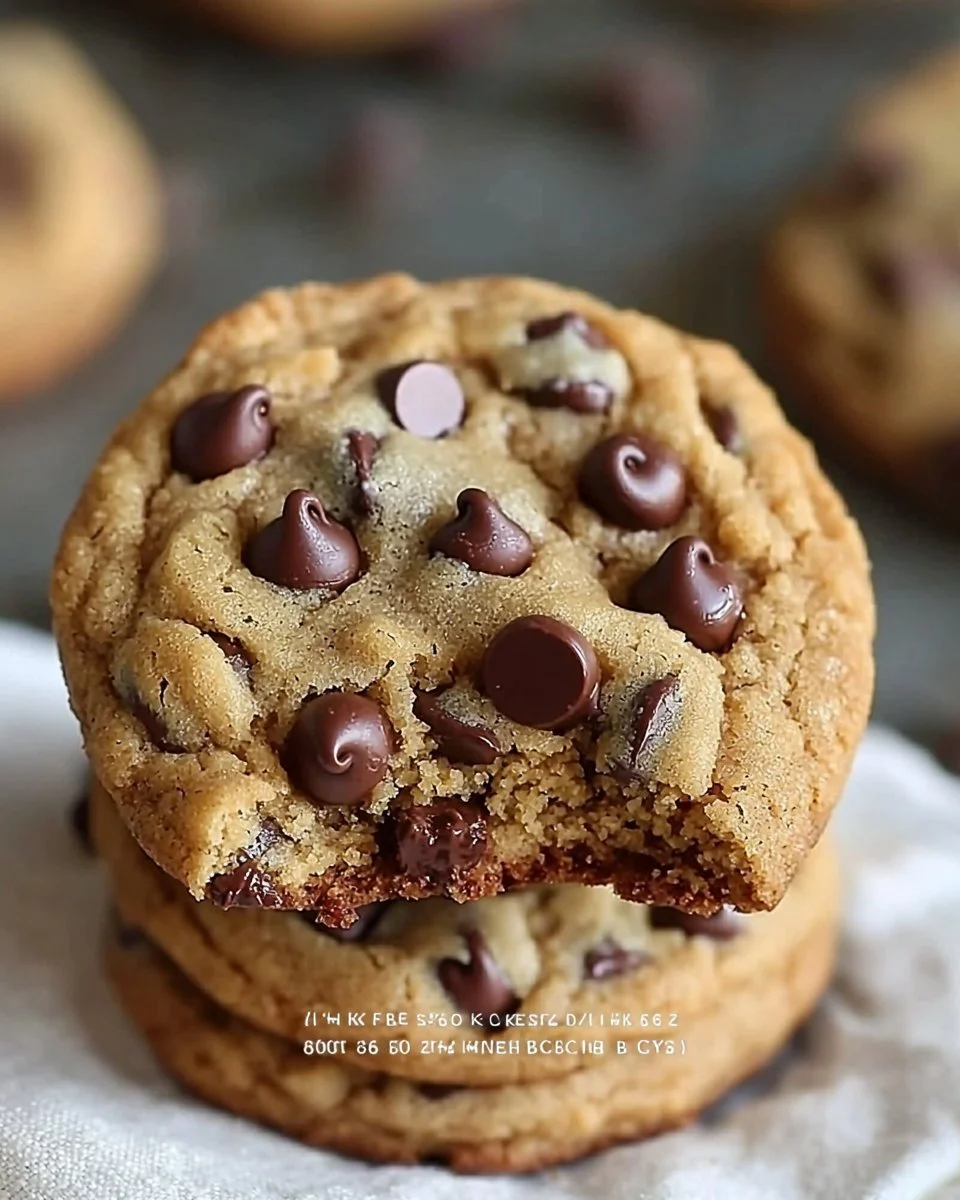 Freshly baked single-serve bakery style chocolate chip cookie with melty chocolate chips.