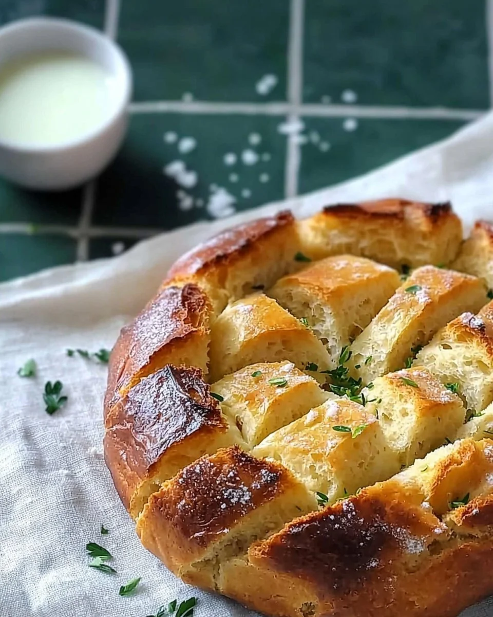 Delicious sourdough discard garlic pull apart bread freshly baked