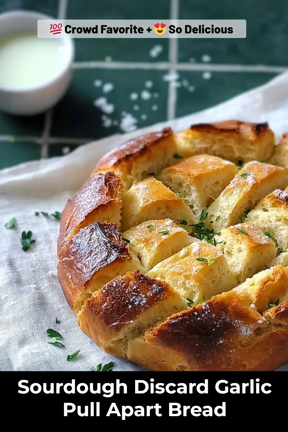Sourdough Discard Garlic Pull Apart Bread