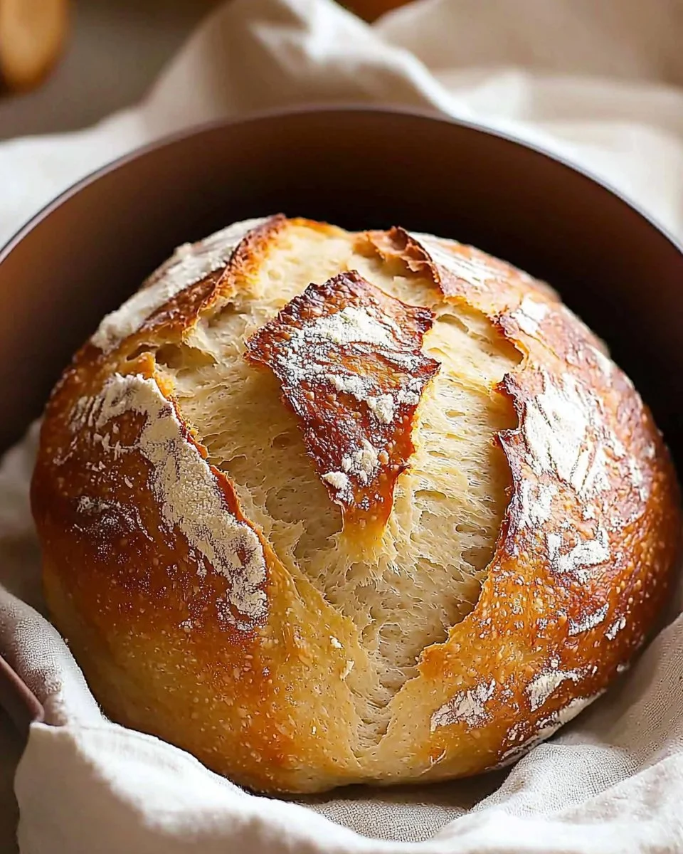 No knead artisan yeast bread fresh out of the oven