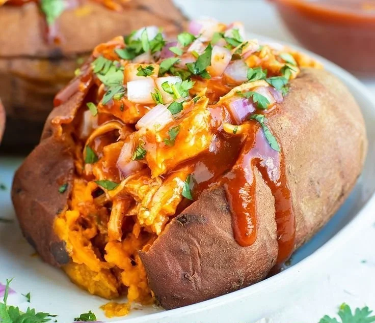 BBQ Chicken Stuffed Sweet Potatoes