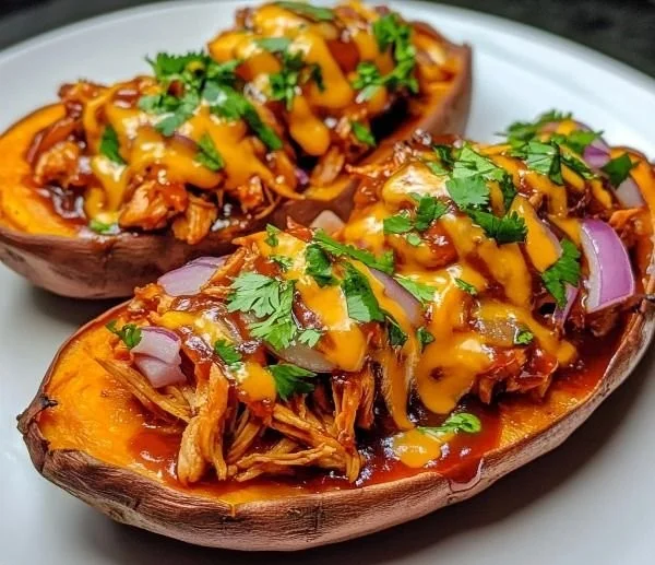 BBQ Chicken Stuffed Sweet Potatoes