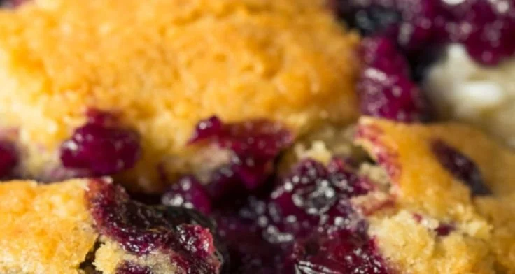 Delicious homemade blackberry cobbler served warm with ice cream.