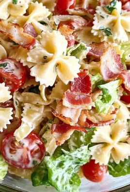 Delicious BLT Pasta Salad with bacon, lettuce, and tomatoes
