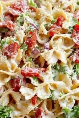 BLT Pasta Salad with bacon, lettuce, tomatoes and pasta in a bowl