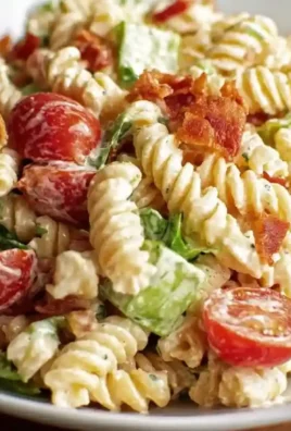 Delicious BLT Pasta Salad prepared with bacon, lettuce, and tomatoes