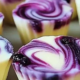 Blueberry Swirl Yogurt Bites served in a bowl, showcasing vibrant colors and textures.