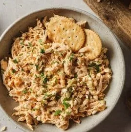 Buffalo Chicken Salad with cottage cheese served in a bowl