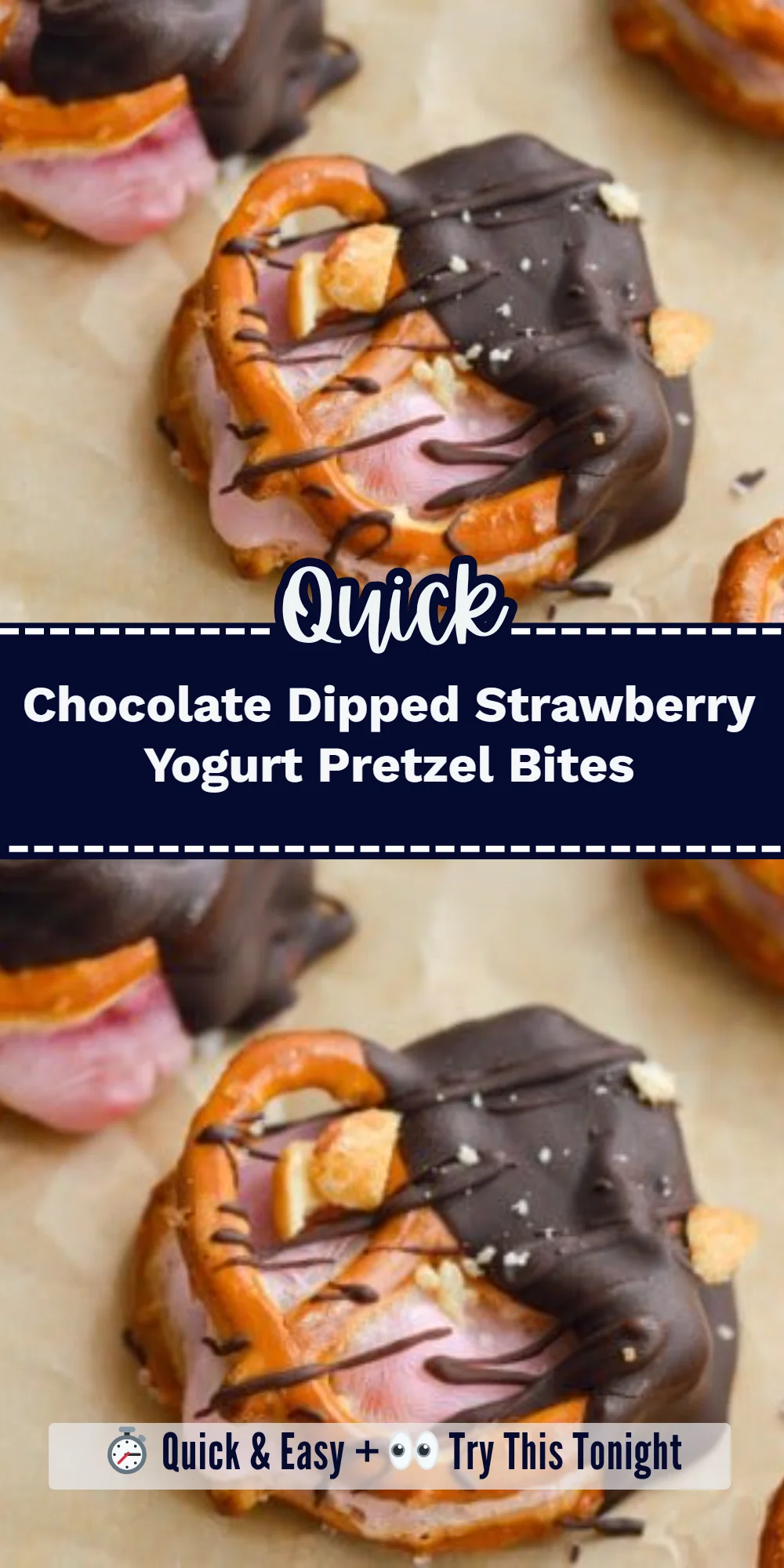 Chocolate Dipped Strawberry Yogurt Pretzel Bites