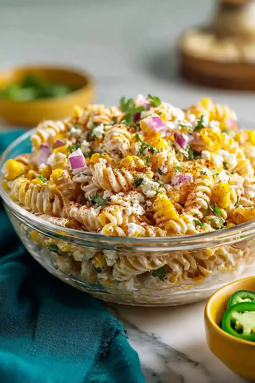 Cotija Mexican Style Elote Pasta Salad - cookingwithlene