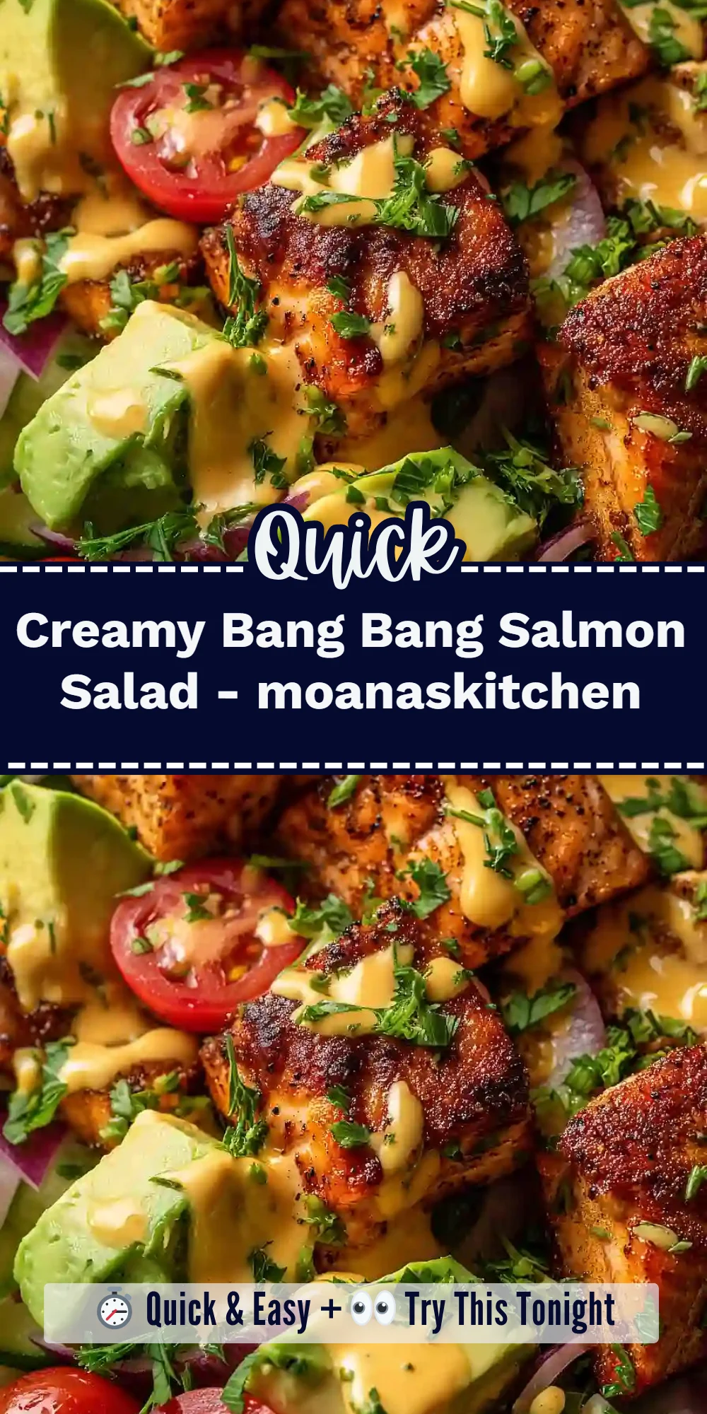 Creamy Bang Bang Salmon Salad - moanaskitchen