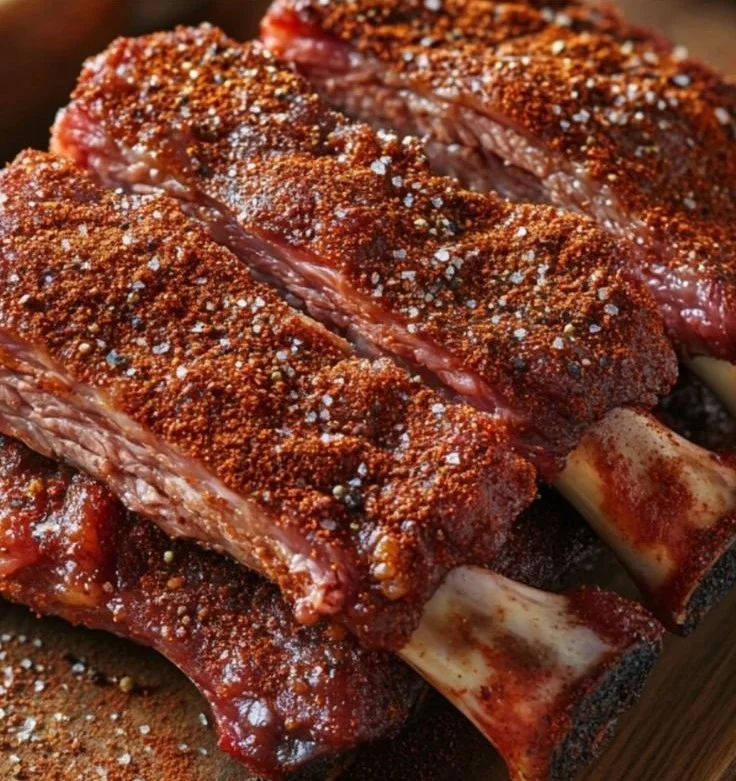Grilled baby back ribs seasoned with a flavorful dry rib rub
