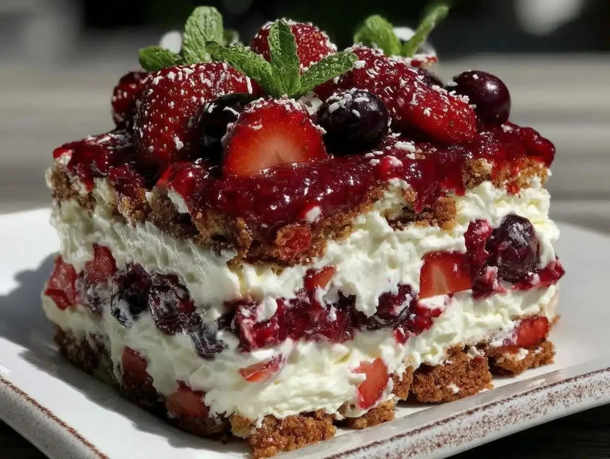 Easy No-Bake Patriotic Strawberry Icebox Cake