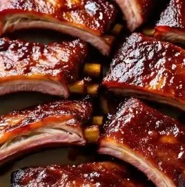 Delicious fall-off-the-bone oven baked ribs ready to serve