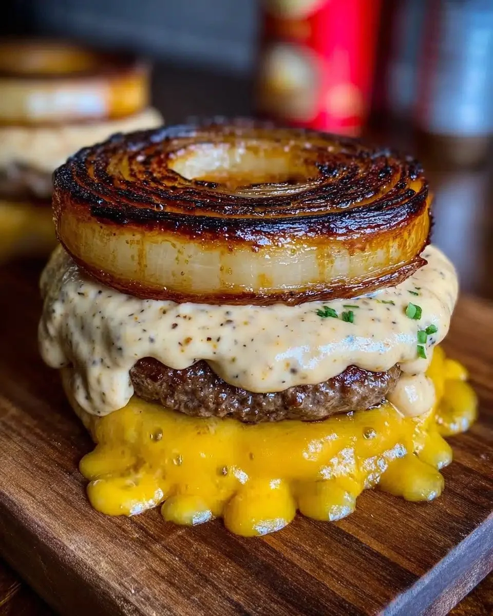 Homemade Flying Dutchman Burger with fresh ingredients
