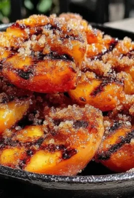 Delicious grilled peaches topped with cinnamon and brown sugar