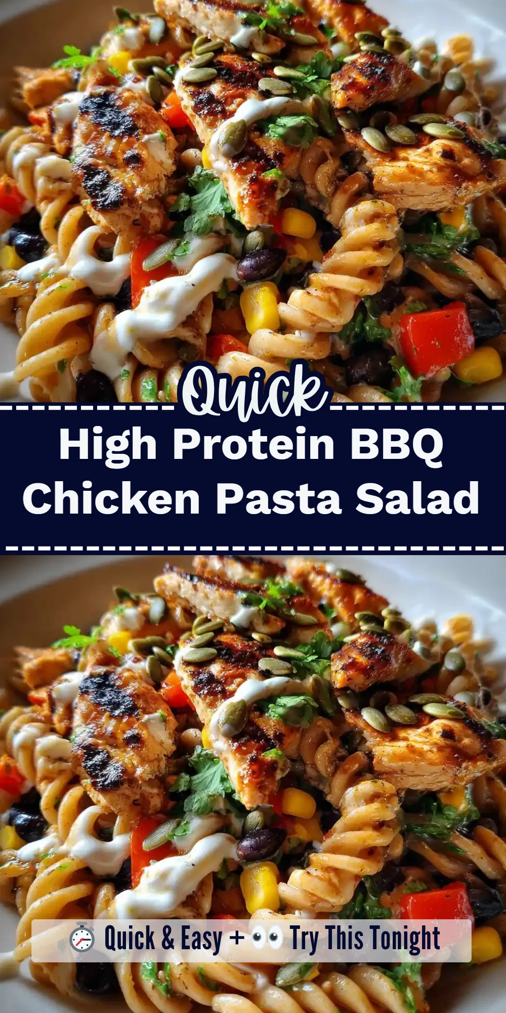 High Protein BBQ Chicken Pasta Salad
