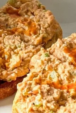 High protein buffalo tuna salad with fresh ingredients in a bowl