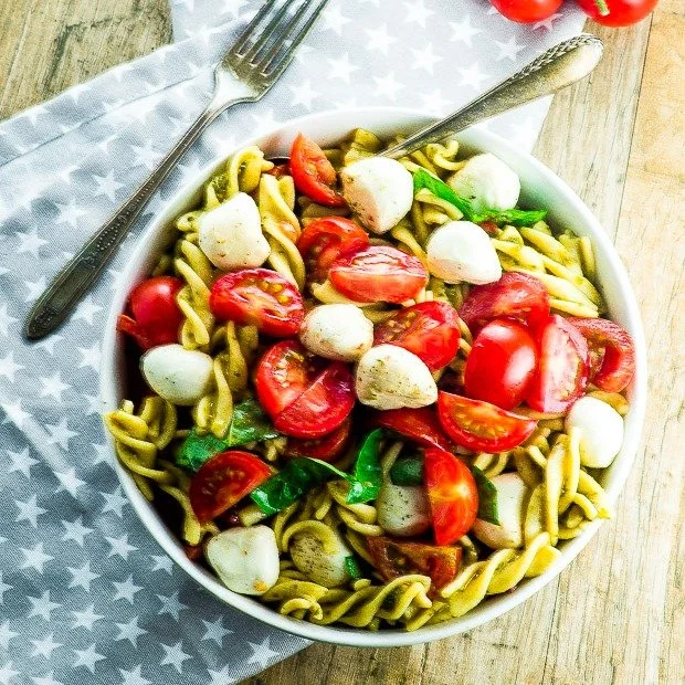 High Protein Caprese Pasta Salad
