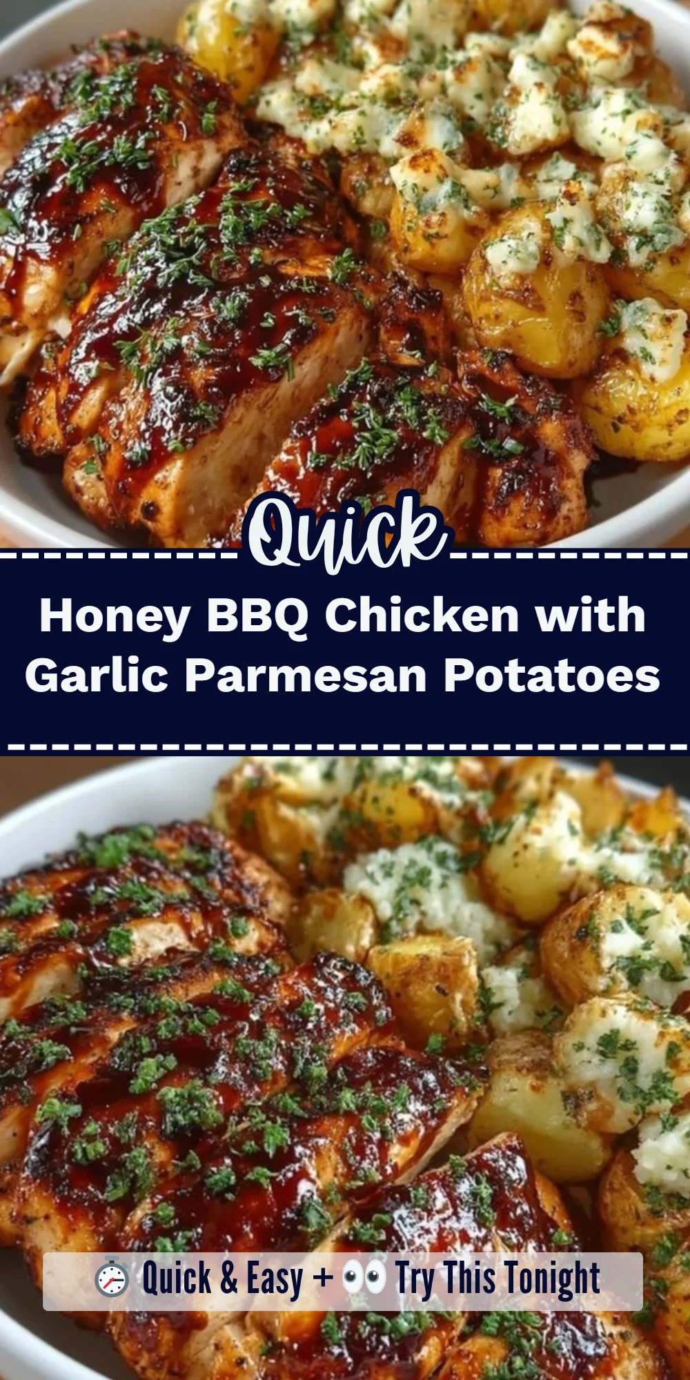 Honey BBQ Chicken with Garlic Parmesan Potatoes