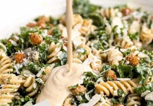 Kale Caesar Pasta Salad