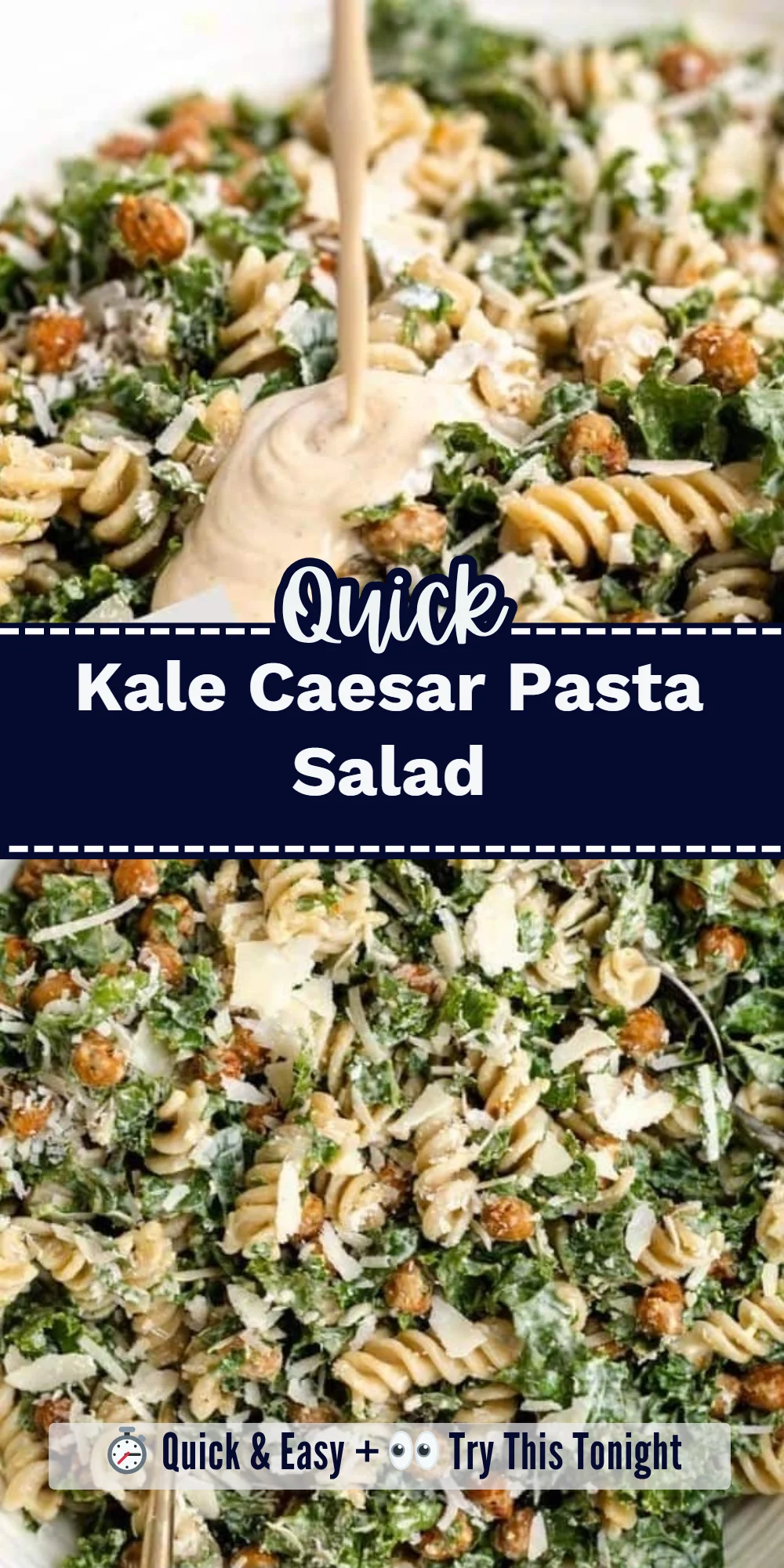 Kale Caesar Pasta Salad