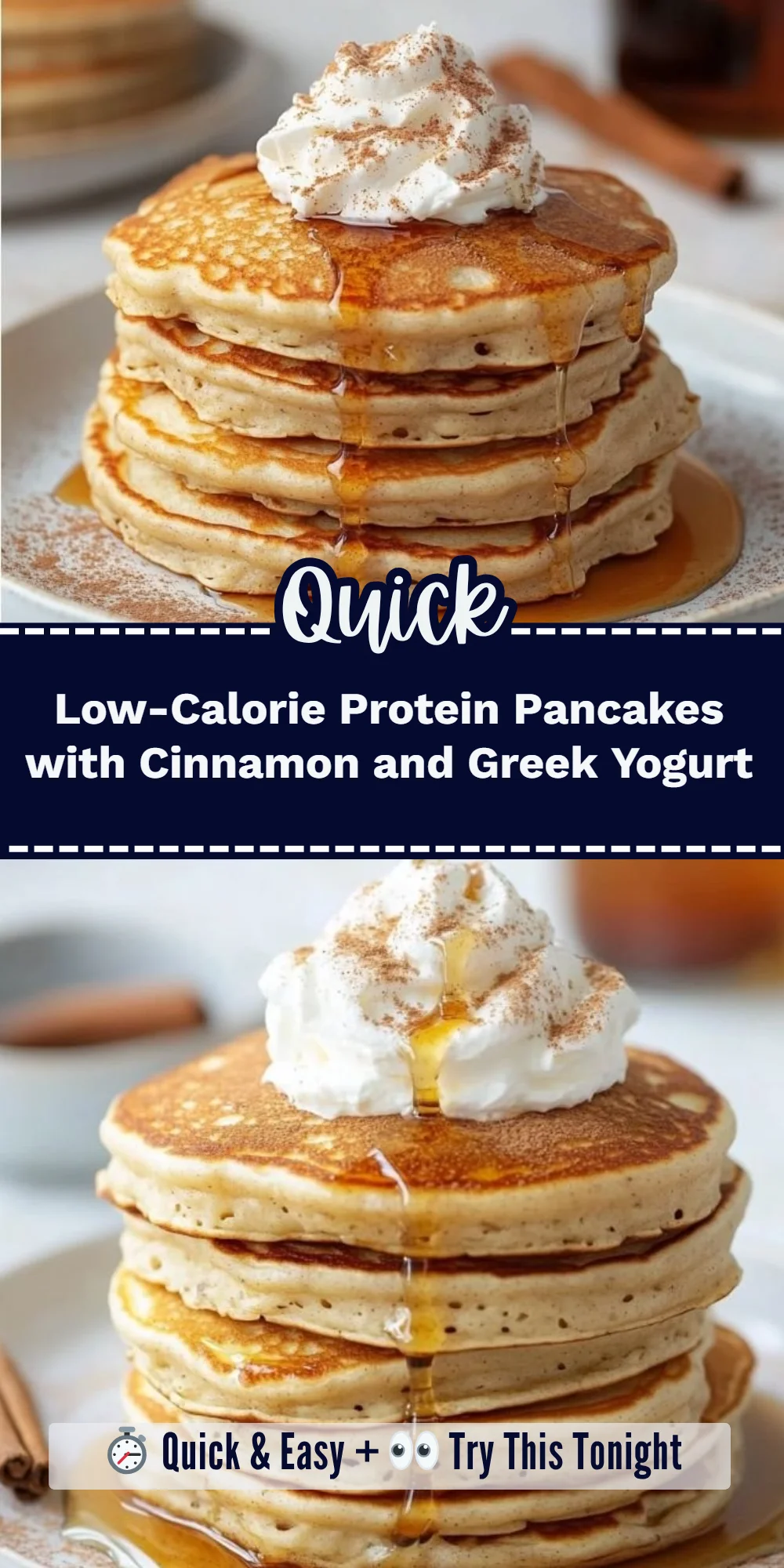 Low-Calorie Protein Pancakes with Cinnamon and Greek Yogurt