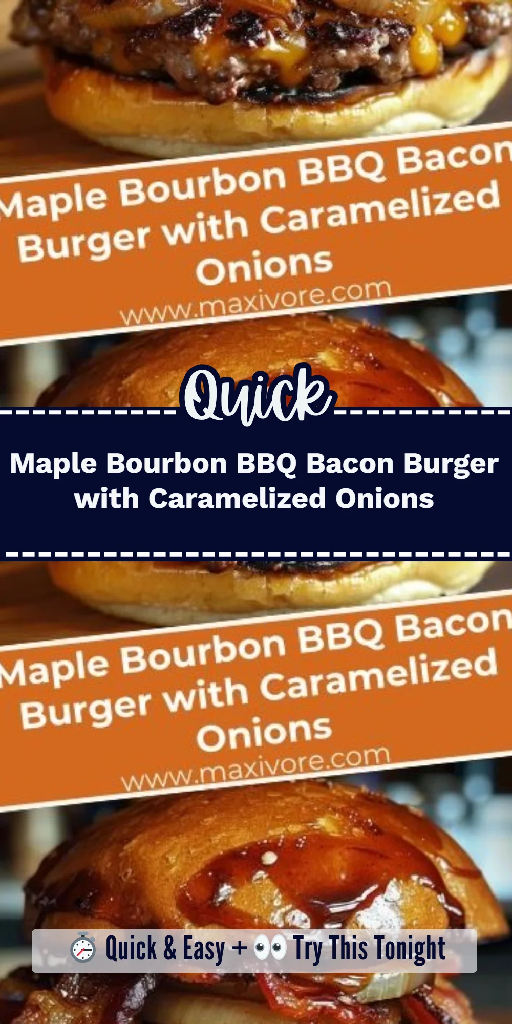 Maple Bourbon BBQ Bacon Burger with Caramelized Onions