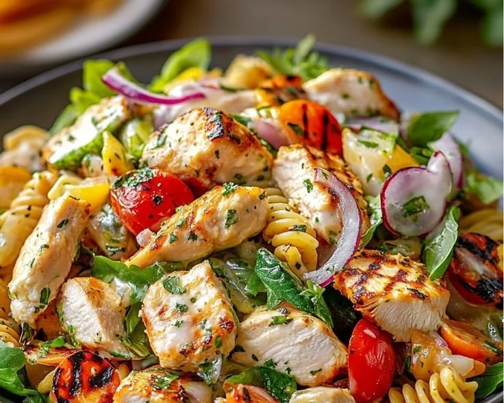 Mediterranean Chicken Pasta Salad